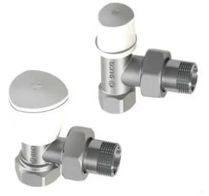 Радиаторный набор 2 крана ARCO, угловые - латунь хромированная, 1/2" (KCM17)