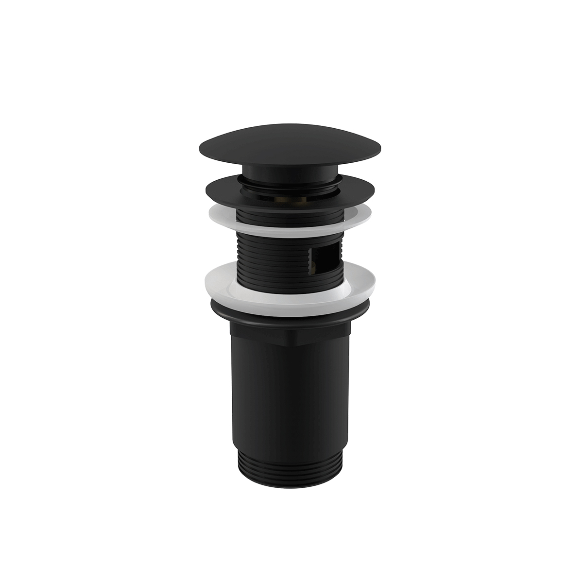Alcadrain A392BLACK Донный клапан сифона для умывальника CLICK/CLACK 5/4", цельнометаллический с переливом и большой черной заглушкой Alcadrain A392BLACK Донный клапан сифона для умывальника CLICK/CLACK 5/4", цельнометаллический с переливом и большой черной заглушкой