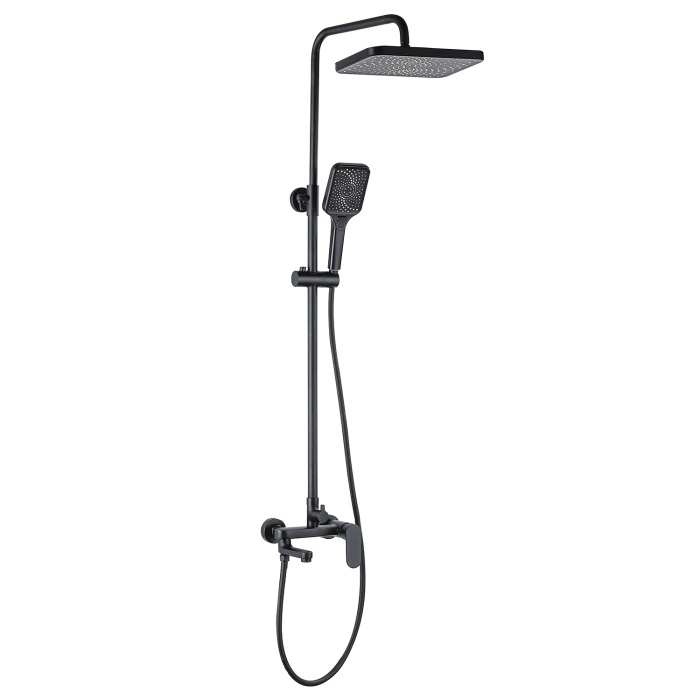 Душевая колонна Azario ARIZONA со смесителем для ванны, с поворотным изливом, прямоугольная, черный (AZ-20BS) Душевая колонна Azario ARIZONA со смесителем для ванны, с поворотным изливом, прямоугольная, черный (AZ-20BS)