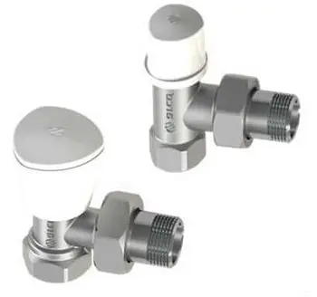 Радиаторный набор 2 крана ARCO, угловые - латунь хромированная, 1/2" (KCM17)