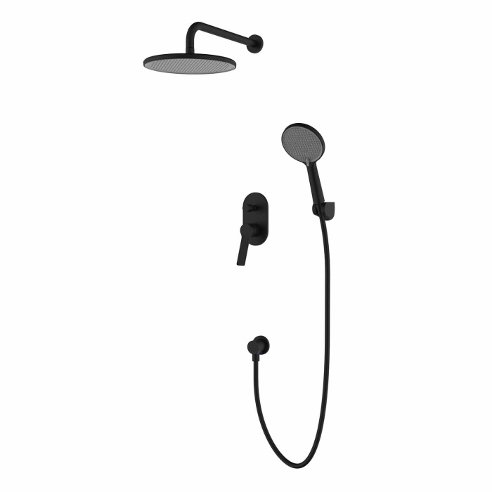 Смеситель для душа Azario VISE с верхним и ручным душем, скрытый монтаж, керамический картридж, черный матовый (AZ-VSA248330PA+82KPA) Смеситель для душа Azario VISE с верхним и ручным душем, скрытый монтаж, керамический картридж, черный матовый (AZ-VSA248330PA+82KPA)