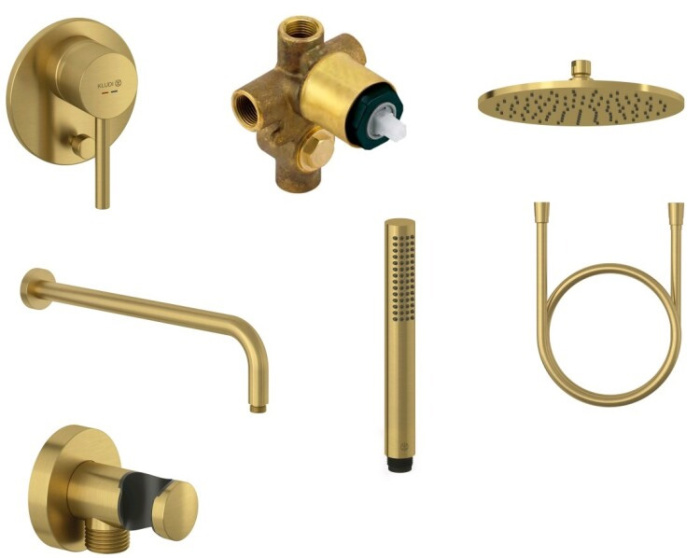 Душевой комплект Kludi Bozz с внутренней частью, брашированное золото (38736N076) Душевой комплект Kludi Bozz с внутренней частью, брашированное золото (38736N076)