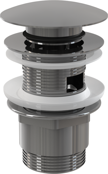 Донный клапан для раковины Alcadrain click/clack 5/4", цельнометаллический с большой заглушкой, хром (A390)