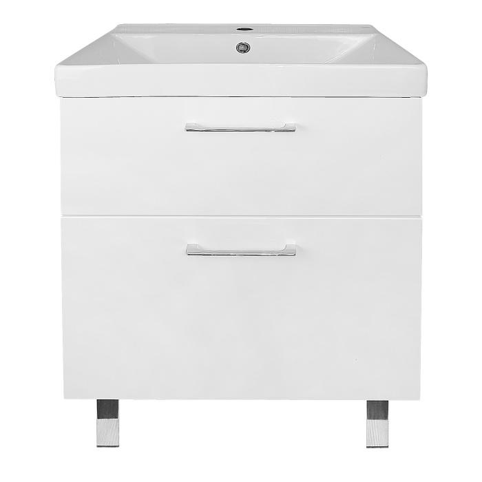 Комплект Azario Тумба Ника 60 Н 610х480х860 напольная, с раковиной Tempo 60, белый глянцевый (CS00091368)