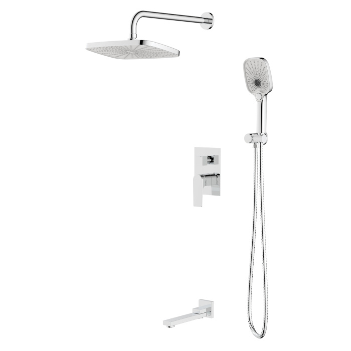 Душевая система Azario Arida скрытый монтаж, с изливом, керамический картридж, шланг 150 см, хром (AZ-K7354)