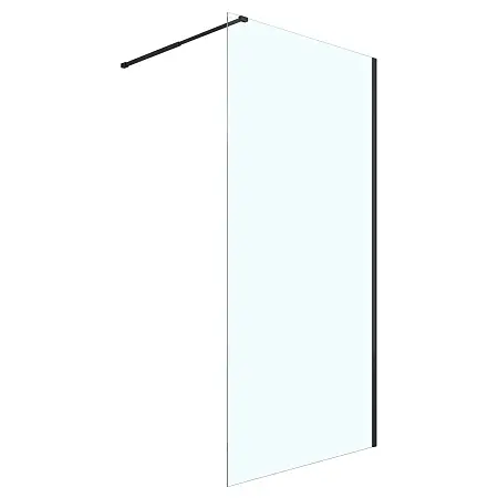 Душевая перегородка Loranto Walk-in 90x200 регулируемый кронштейн 70-100 мм, прозрачное стекло 8 мм, профиль черный матовый (CS-W04B-90)
