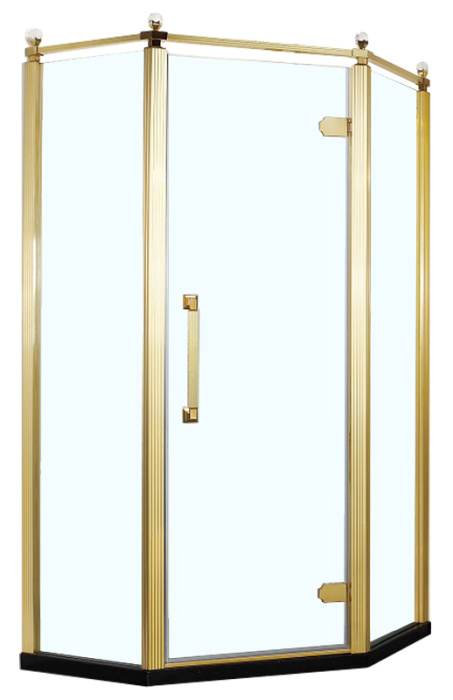 Душевое ограждение Azario ONTARIO 900х900х2000, без поддона, прозрачное стекло 8 мм, цвет профиля золото глянцевое (AZ-NBB3231 900 GOLD)