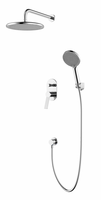 Смеситель для душа Azario VISE с верхним и ручным душем, скрытый монтаж, керамический картридж, хром (AZ-VSA248330C+82KC) Смеситель для душа Azario VISE с верхним и ручным душем, скрытый монтаж, керамический картридж, хром (AZ-VSA248330C+82KC)