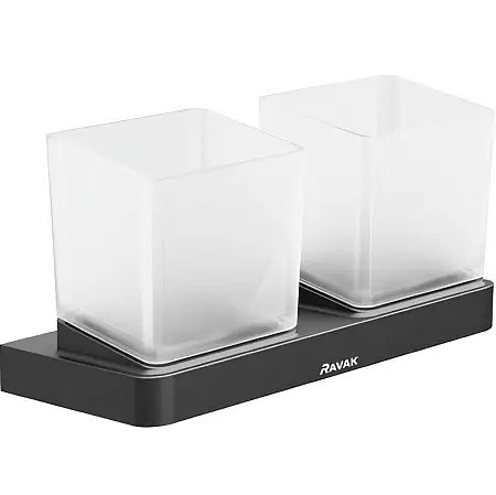 Стакан для зубных щеток Ravak 10° двойной, черный матовый (X07P558)