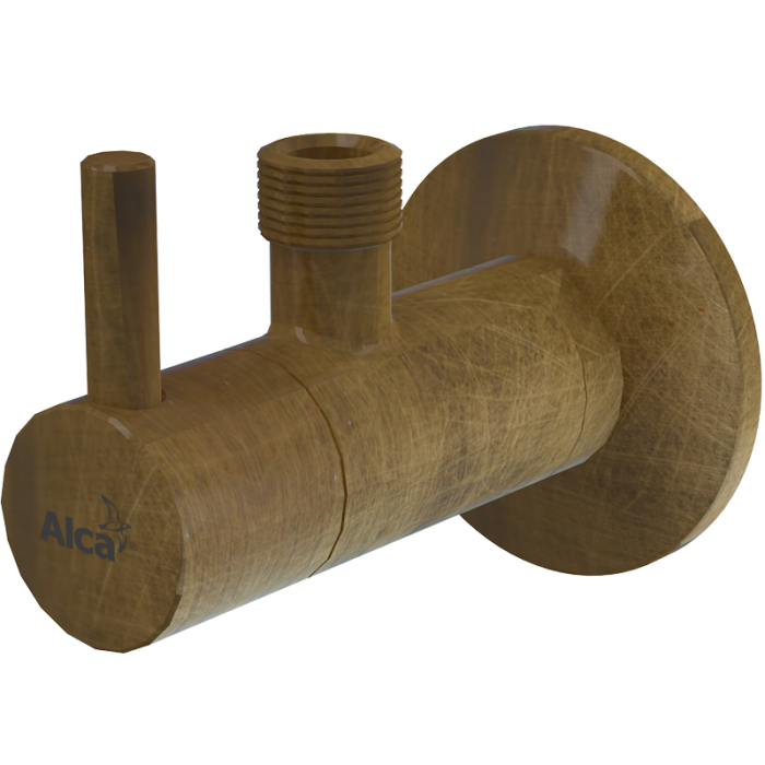 Угловой вентиль с фильтром Alcadrain 1/2" × 3/8", круглый, бронза (ARV001-Antic)