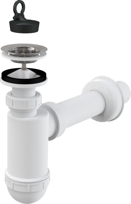 Сифон для раковины Alcadrain 40 мм с нержавеющей peшeткой 63 мм (A41)