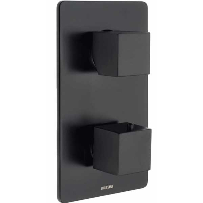 Термостат для душа Bossini  CUBE встраиваемый (внешняя часть), с девиаторм 1/2/3/4/5, цвет: черный матовый (Z00061.073)