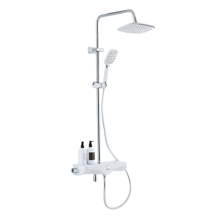 Душевая система AZARIO с поворотным изливом, с термостатом, хром/белый (AZ-821) Душевая система AZARIO с поворотным изливом, с термостатом, хром/белый (AZ-821)