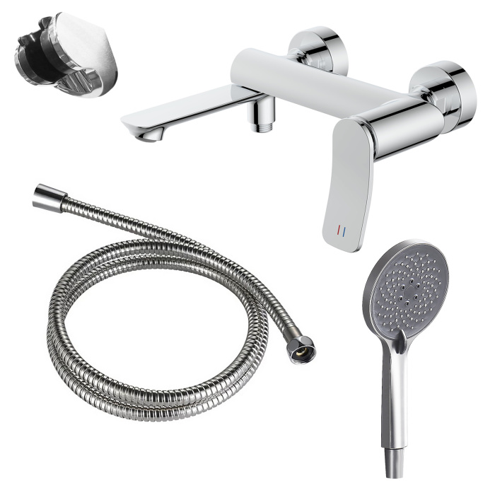 Смеситель для ванны Azario Escaro с ручным душем, керамический картридж, шланг 150 см, хром (AZ-K3074)