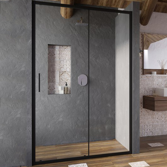 Душевая дверь Ravak Blix Slim BLSDP2-100 раздвижная, стекло Transparent, профиль Черный матовый (X0PMA0300Z1)