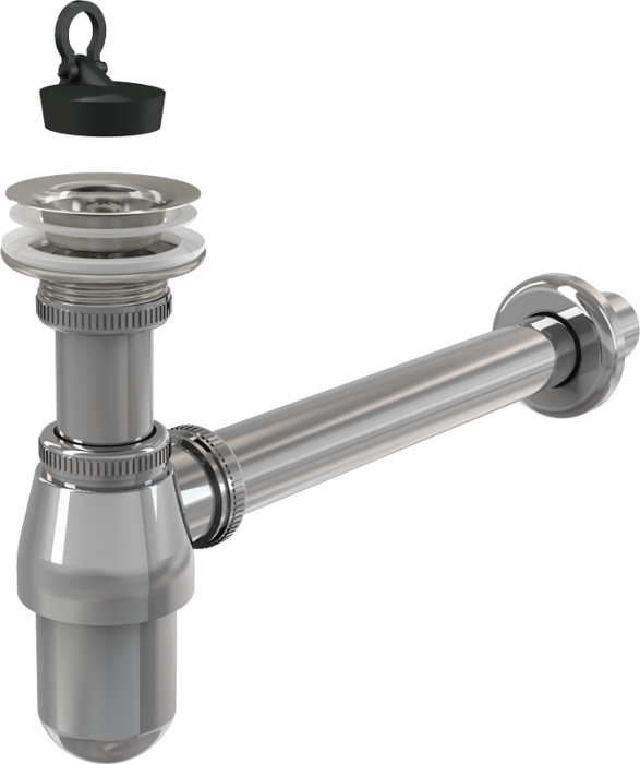 Сифон для раковины Alcadrain 32 мм, цельнометаллический, с водосливом 5/4", хром (A437)