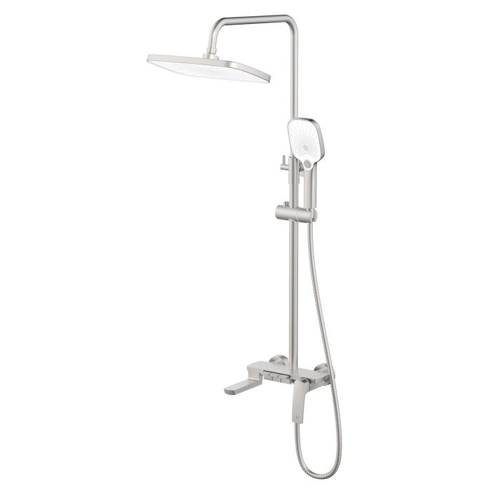 Душевая система Azario Conda с квадратным тропическим душем, керамический картридж, шланг 150 см, сатин (AZ-K2311BN)