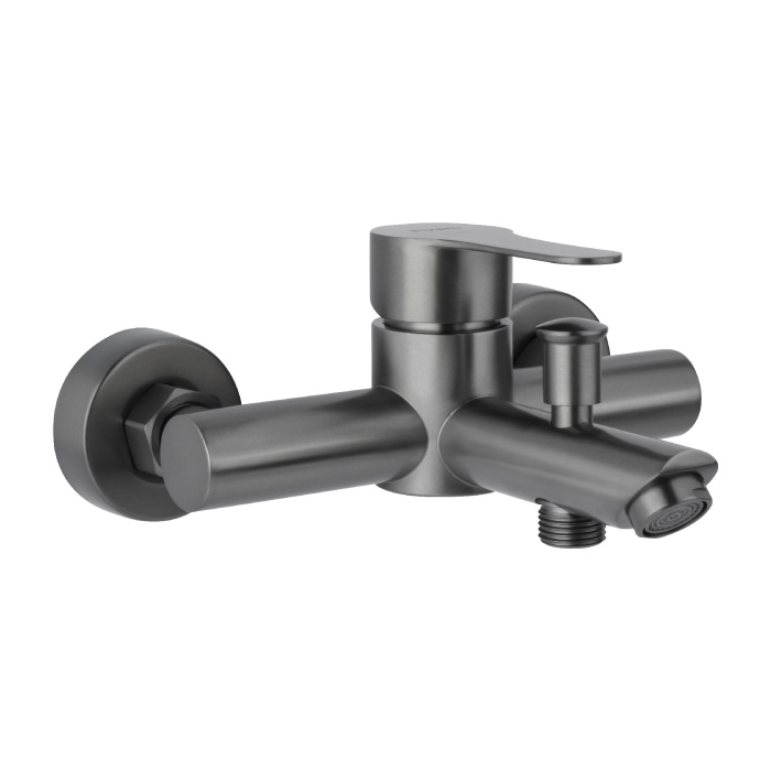 Смеситель для ванны Fixen NORDIC однорычажный, керамический картридж, с душевым набором, графит (FX-8803F)