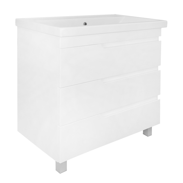 Комплект Тумба Azario KANTRI 80/3Н 800х460х870 напольная, с раковиной Фостер 80, белый глянец (CS00097257)