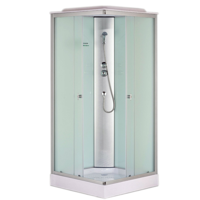 Душевая кабина Loranto CS-6491F 900х900х2150 белая, матовое стекло 4мм, поддон 13см, профиль сатин (CS-6491F(CS-8072), 90*90*215)