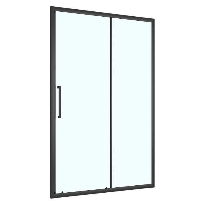 Душевая дверь Loranto 140x190 раздвижная, универсальная, прозрачное стекло 6 мм, профиль черный матовый (CS-AB03B-140)