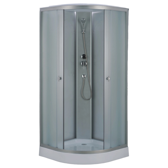 Душевая кабина Loranto 980х980х2150 белое заднее стекло, поддон 14 см, матовое стекло 4 мм, профиль хром матовый (CS-981TM/W-100)