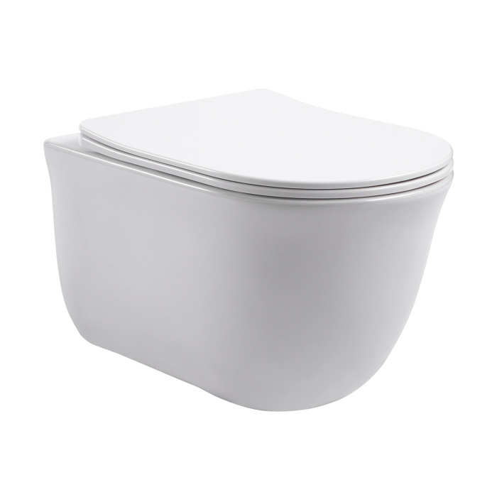 Унитаз подвесной Azario LISTA 490х365х340 безободковый, система смыва "Скрытое Торнадо", с быстросъемным сиденьем "Микролифт" (AZ-1177T)