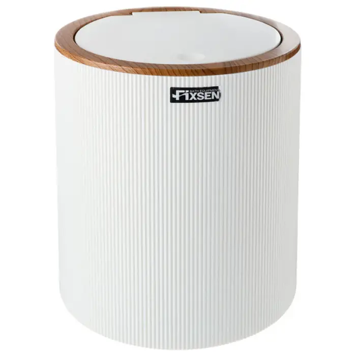 Ведро для мусора Fixsen White Boom 5 л., нажимной механизм, белый (FX-412-6)