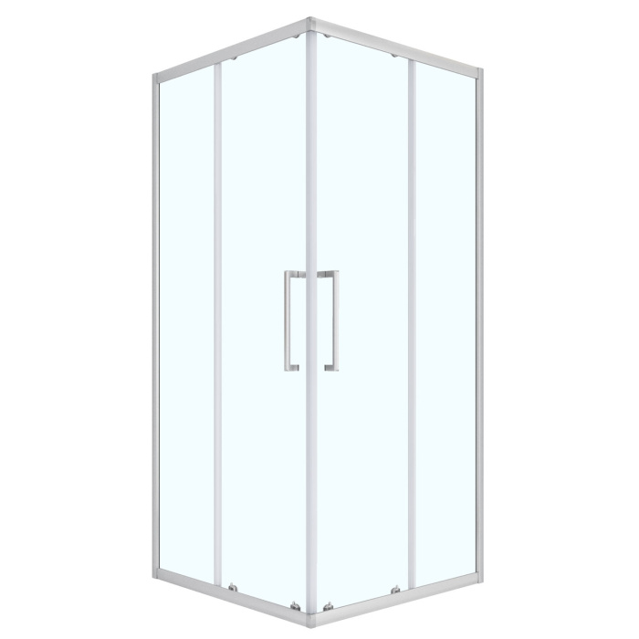Душевое ограждение Loranto 100x100x190 раздвижная дверь, прозрачное стекло 6 мм, профиль сатин (CS-AB01S-100)