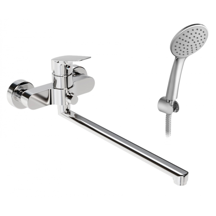 Смеситель для ванны Santek Таос с ручным душем, длинный излив, керамический картридж, хром (WH5A12009C001)
