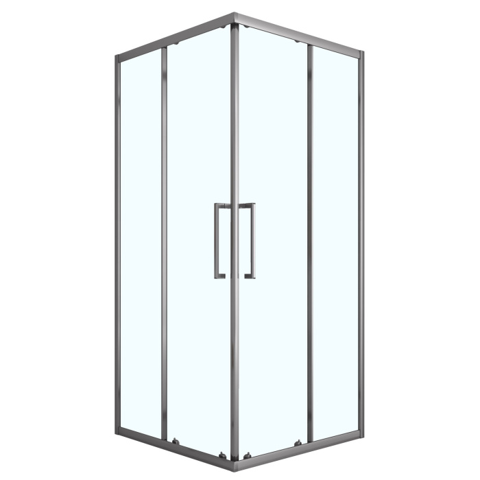 Душевое ограждение Loranto 90x90x190 раздвижная дверь, прозрачное стекло 6 мм, профиль серый матовый (CS-AB01GG-90)