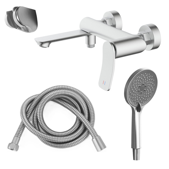 Смеситель для ванны Azario Escaro с ручным душем, керамический картридж, шланг 150 см, сатин (AZ-K3074BN)