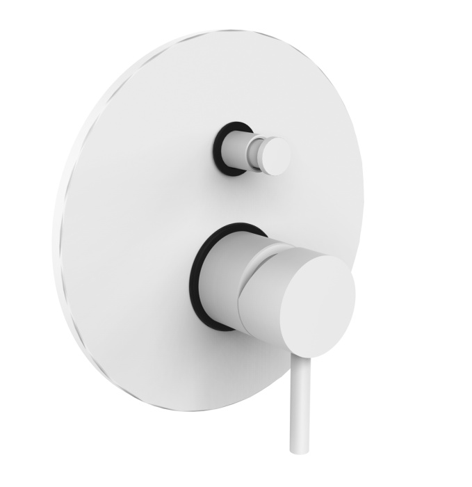 Смеситель для душа Paffoni LIGHT встраиваемый, на 2 выхода, девиатор-кнопка, белый матовый (LIG015BO)