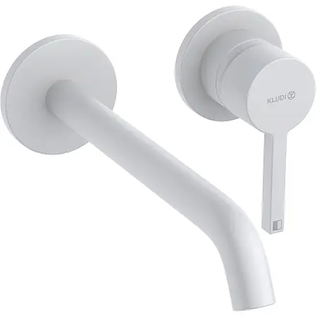 Смеситель для раковины Kludi Nova Fonte Pura настенный, длина излива 22 см., внешняя часть, белый матовый (202455315)
