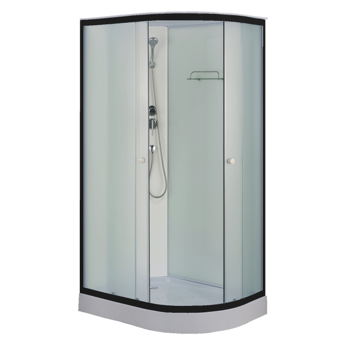 Душевая кабина Loranto 1180х780х2080 левосторонняя, белое заднее стекло, поддон 14 см, матовое стекло 4 мм, профиль черный (CS-876EBTM/W-120)