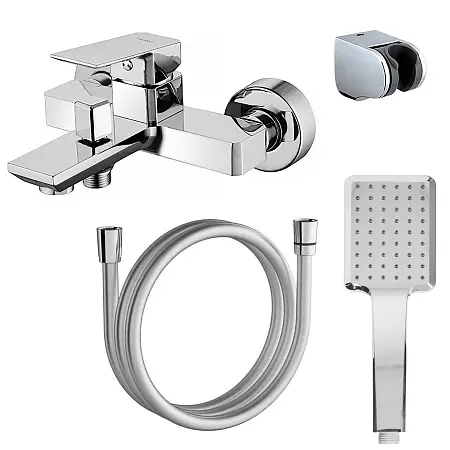 Смеситель для ванны и душа Azario HARDCORE с ручным душем, хром (AZ-VKM238277C)