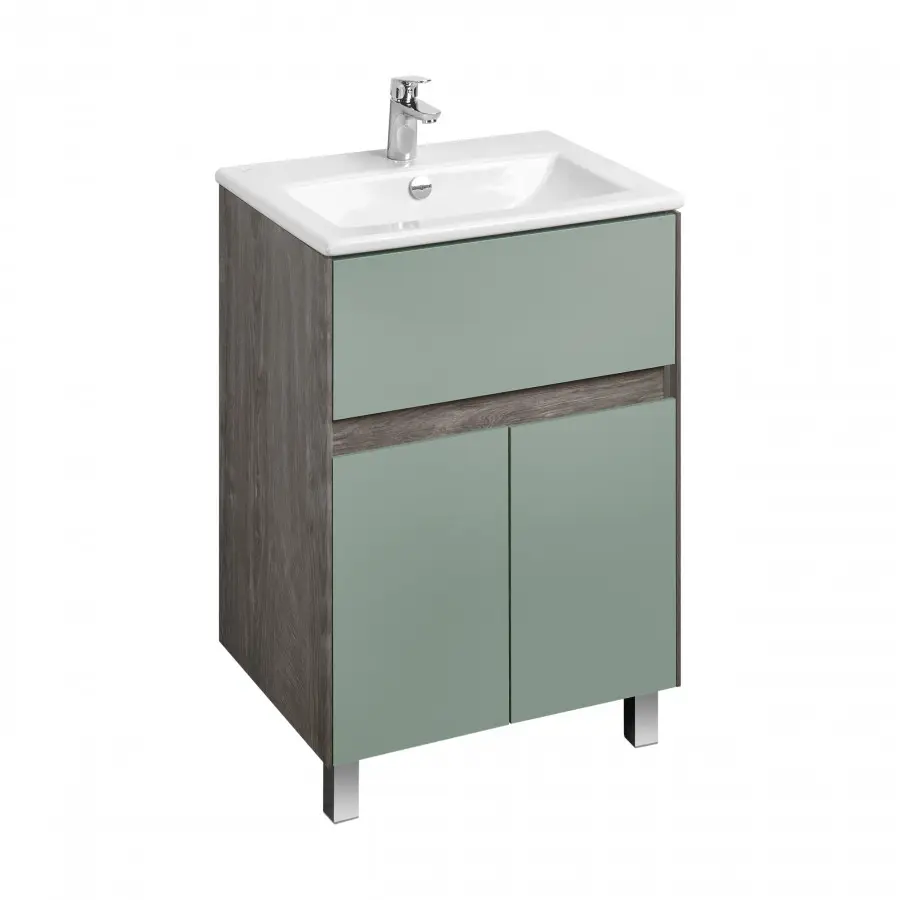 Тумба под раковину Aquaton Форест 60 см универсальный монтаж, дуб рошелье/сумеречный голубой (1A278201FR9C0)