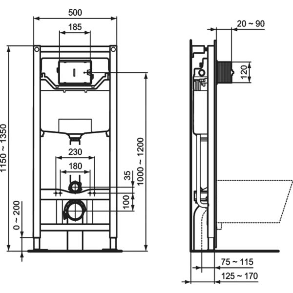 Промо-комплект: Унитаз с инсталляцией Ideal Standard Tesi с сиденьем .