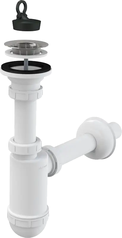 Сифон для раковины Alcadrain 32 мм, с нержавеющей peшeткой 63 мм (A411)