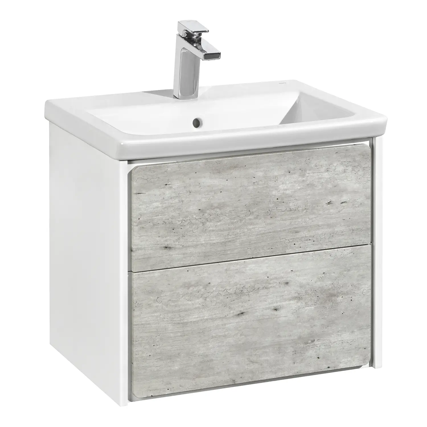Тумба под раковину Roca Ronda, 60 см, с ящиками, белый матовый/бетон (Z.RU93.0.300.2)