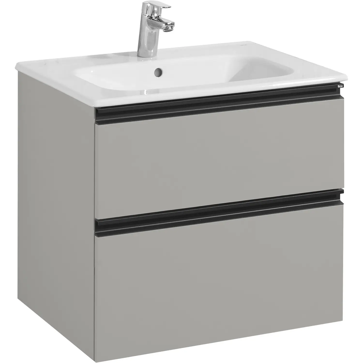Тумба под раковину Roca DOMI Модуль 600 мм, подвесная, 2 ящика, серый матовый (Z.RU93.0.787.3)
