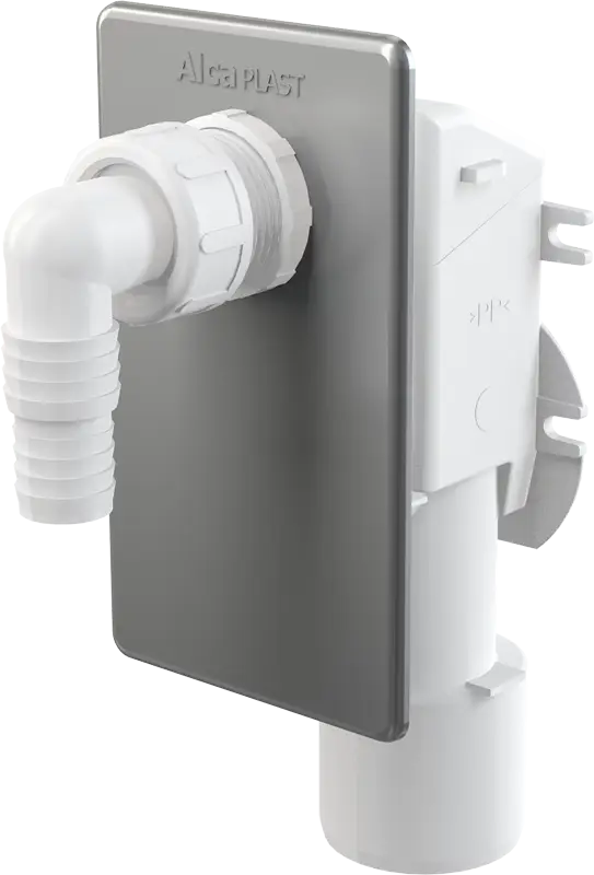 Сифон для стиральной машины Alcadrain под штукатурку, хромированный (APS3)