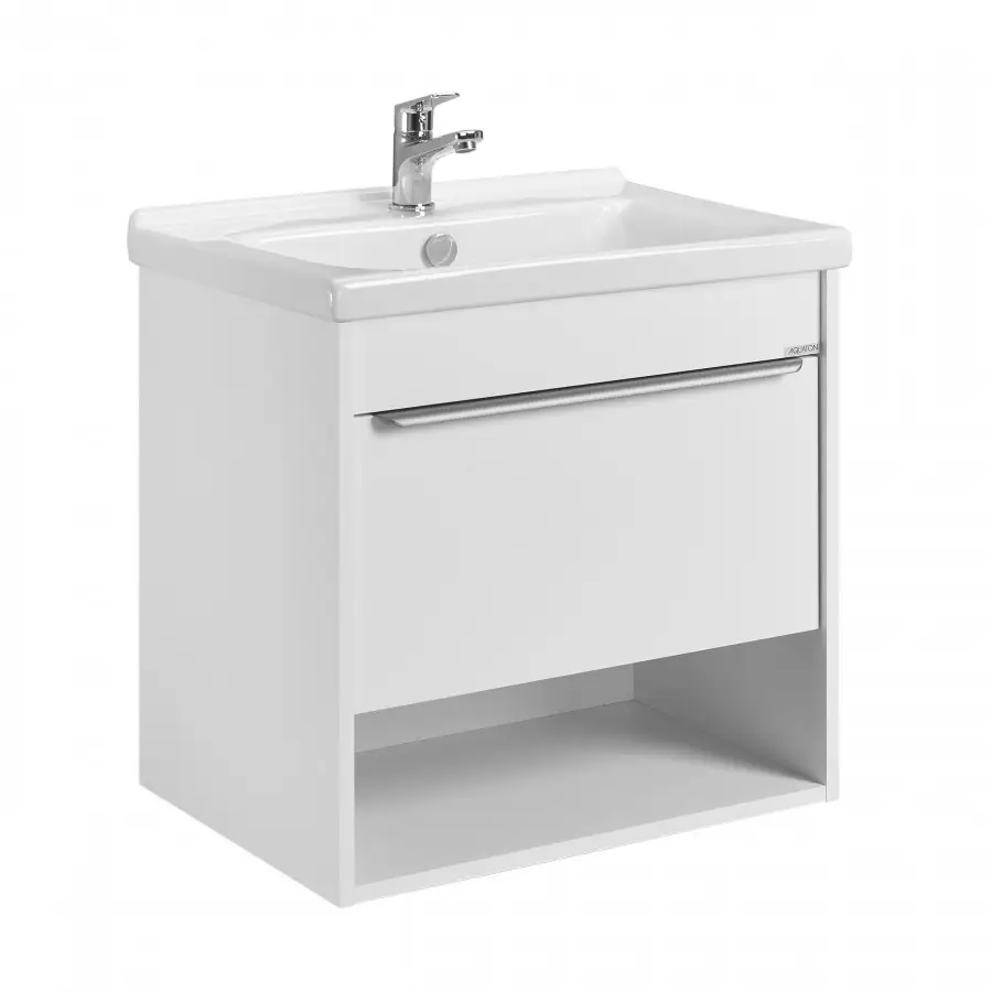 Тумба под раковину AQUATON Хоуп 60, подвесная, 1 ящик, белый матовый (1A287201HP2B0)