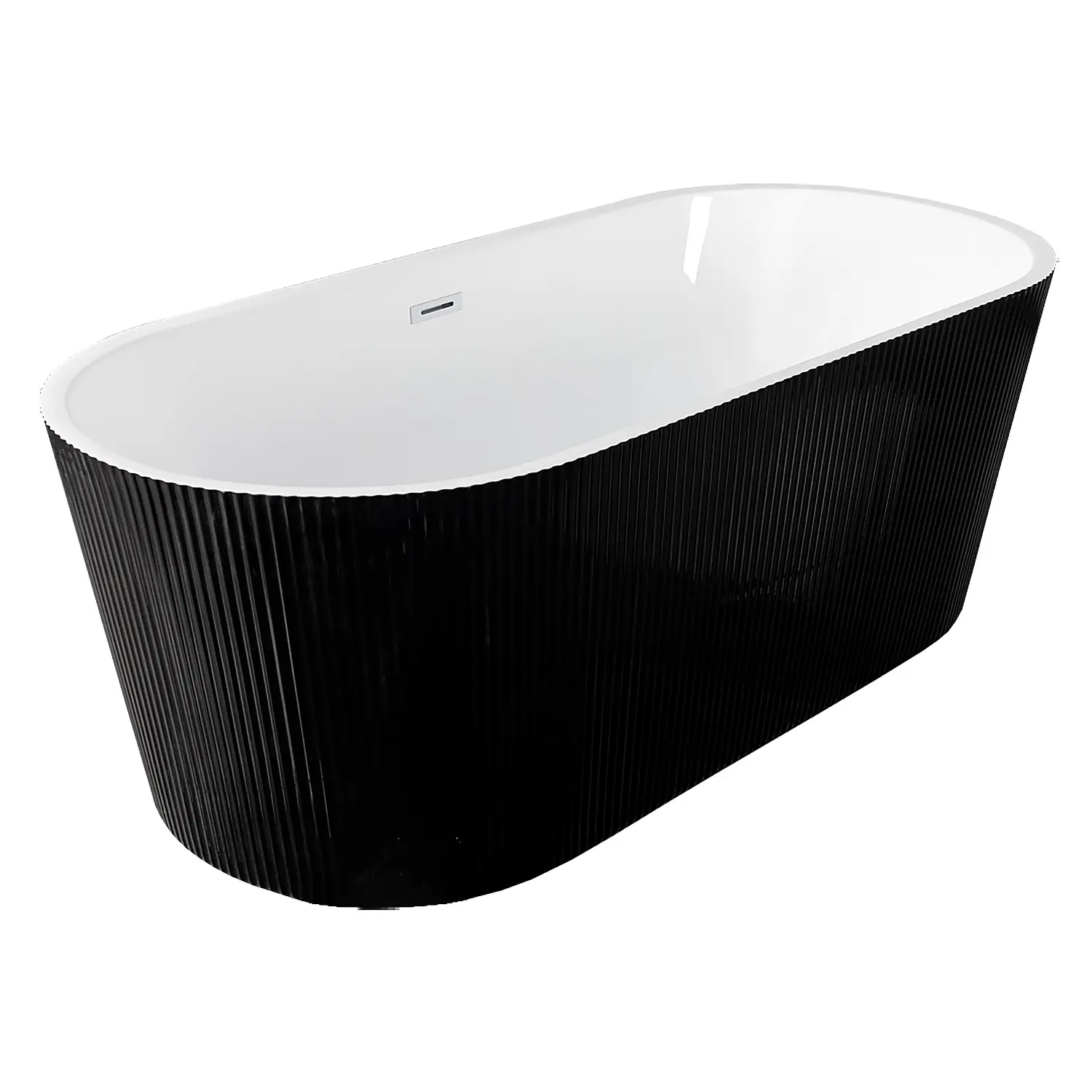 Ванна акриловая Loranto 1700х750х580 отдельностоящая, в комплекте с сифоном и опорными ножками, цве белый, с черной рифленой внешней стенкой (CS-03mB-170)
