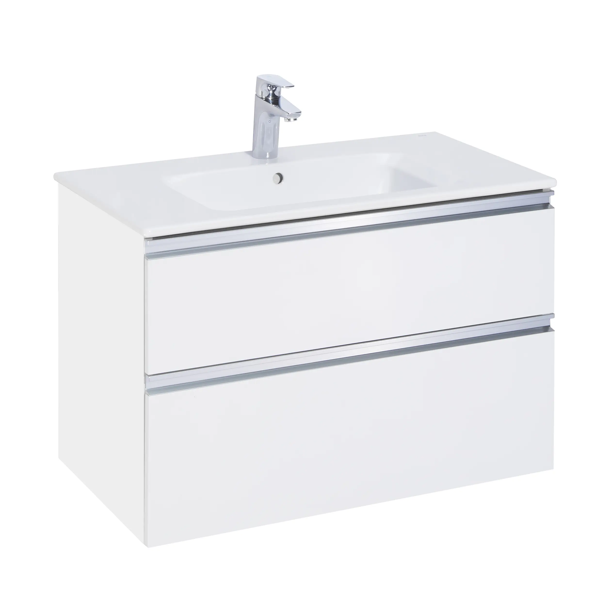 Тумба под раковину Roca THE GAP 800 мм, 2 ящика, подвесная, белый глянец (A857399806)