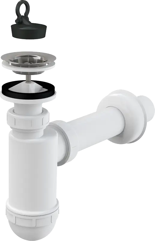 Сифон для раковины Alcadrain 40 мм с нержавеющей peшeткой 63 мм (A41)
