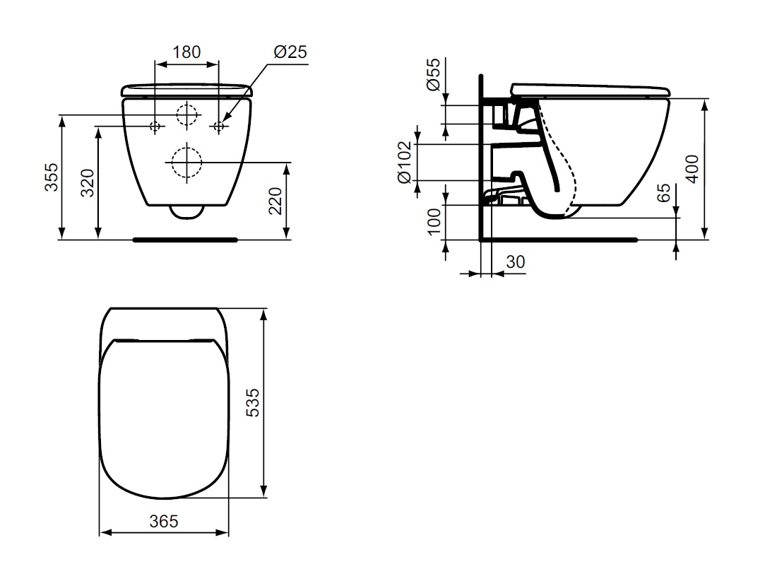 Унитаз подвесной Ideal Standart TESI AquaBlade с глубоким смывом ...