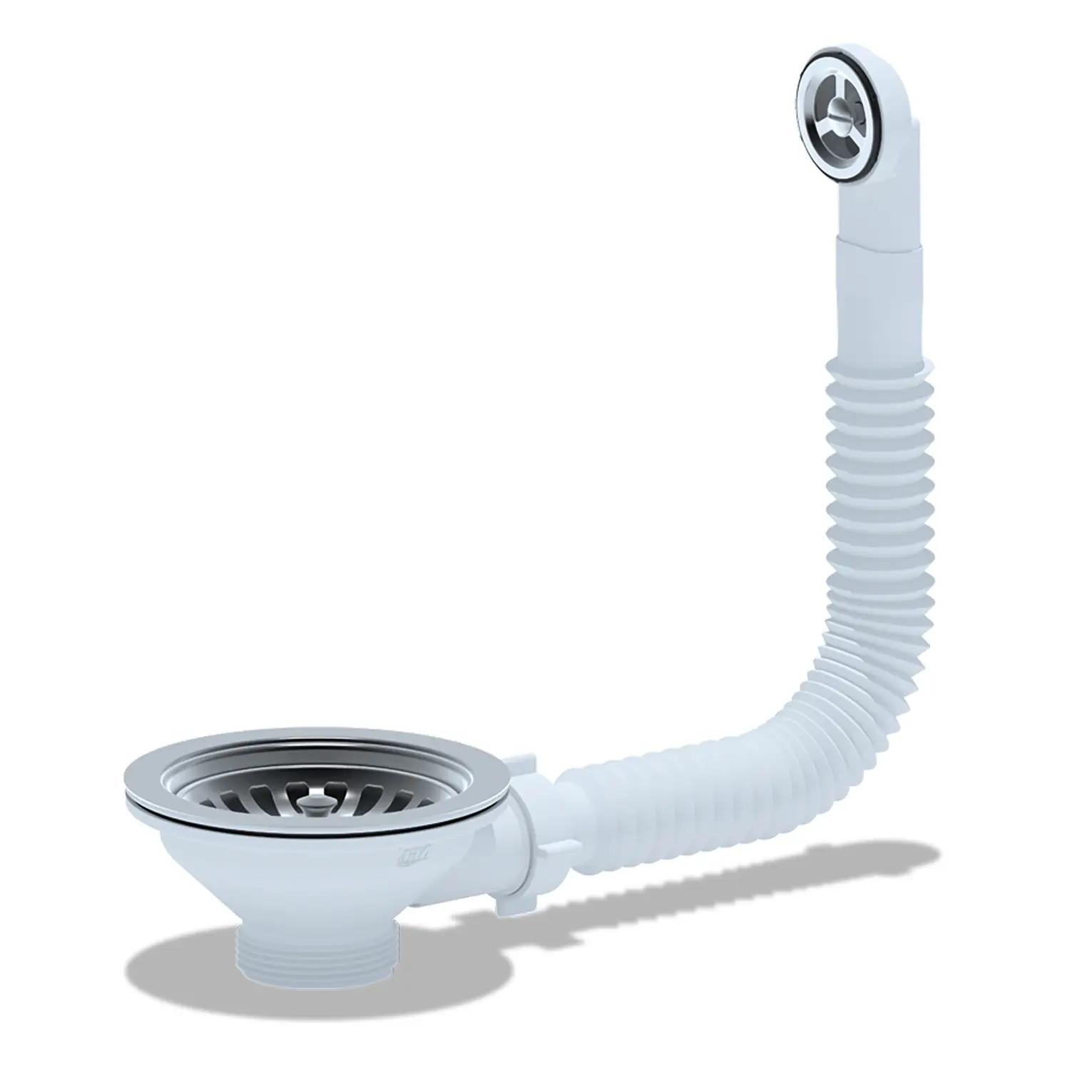 Перелив для мойки Ани Пласт гибкий 3 1/2" с круглым вертикальным корпусом (N320S)