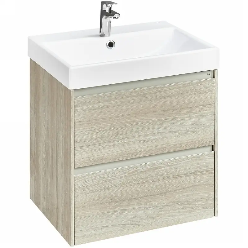 Тумба под раковину Roca Ona 600 подвесная, 2 ящика, светлый дуб (A857613512)