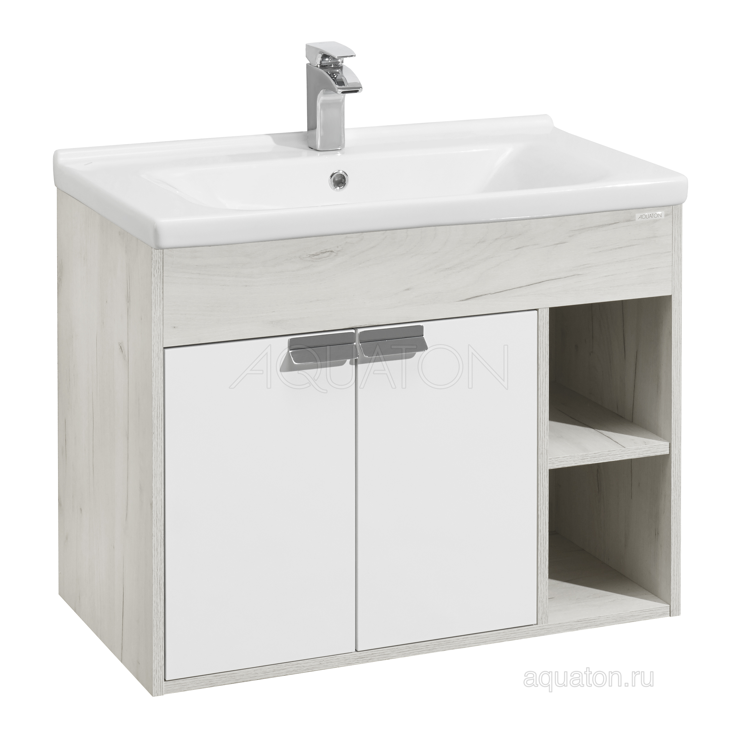 Тумба под раковину AQUATON Флай 80  подвесная, дуб крафт (1A237401FAX10)